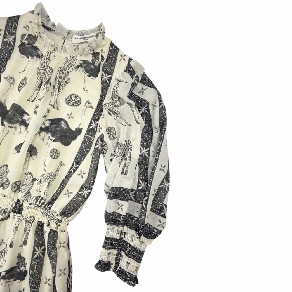 Amanda Uprichard Women's Vista Zoo Print Mini Dress Black & White Size P/XS - Picture 6 of 11